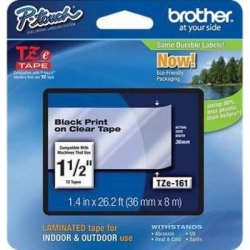 Brother TZE161 Brother 1-1/2 Tape - Black on Clear