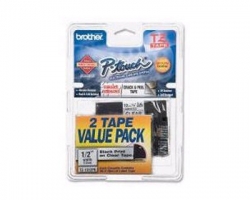 Brother TZE1312PK, TZE-131, 1/2in (12MM) Black on Clear Laminated Tape  2 Pack