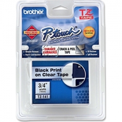 Brother TZE-141 3/4 (18MM) Black on Clear Laminated Labeling Tape