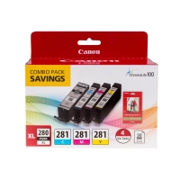 Canon 2021C006 PGI-280XL CLI-281CMY, 50 Sheets PP-301 Combo Pack