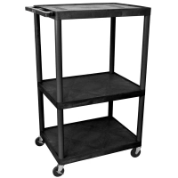 Luxor LE54-B Black Endura 54" Three Shelf AV Cart with Three Outlets