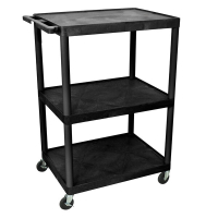 Luxor LP48-B Heavy-Duty 3 Shelf A/V Cart Black 32" x 24" x 48 1/4"