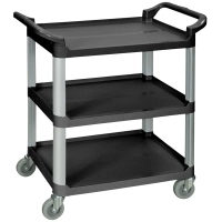 Luxor SC12-B Black 3 Shelf Plastic Utility Cart 