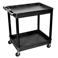 Luxor TC11-B Black 2 Tubbed Shelves  Utility Cart