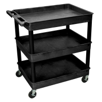 Luxor TC111-B Black 3 Tubbed shelves Utility Cart