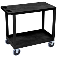 Luxor EC21HDB Black 1 Tubbed and 1 Flat Shelf Heavy-Duty Utility Cart