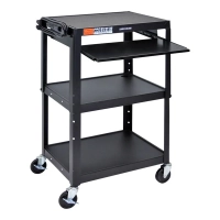 Luxor UCMT1KB Steel 3-Shelf Adjustable-Height with Pullout Keyboard Shelf Cart
